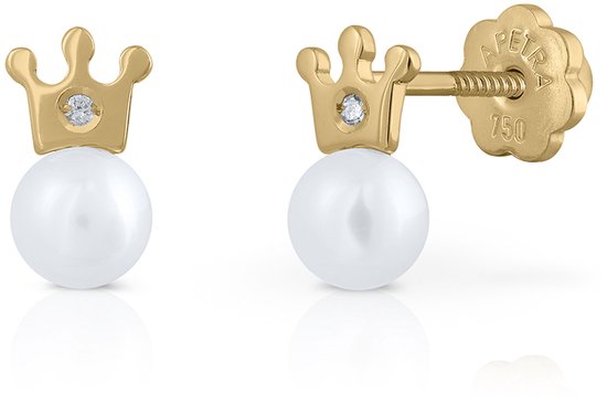 Lapetra LPGO0001 - Clips d'oreilles - Kroon - Or 18 carats - Diamant - Perle