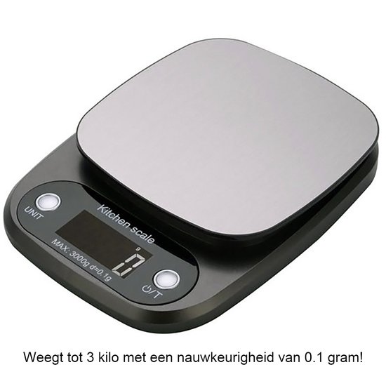Balance de cuisine Balance numérique de précision - 0 à 3000 grammes - avec fonction tare - noir