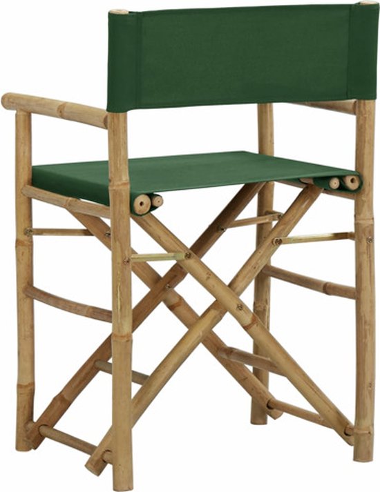 vidaXL - Regisseursstoelen - 2 - st - inklapbaar - groen - bamboe - en - stof van Vidaxl — afbeelding 3