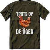 T-Shirt Knaller T-Shirt|Trots op de boer / Boerenprotest / Steun de boer|Heren / Dames Kleding shirt Kip|Kleur Groen|Maat S
