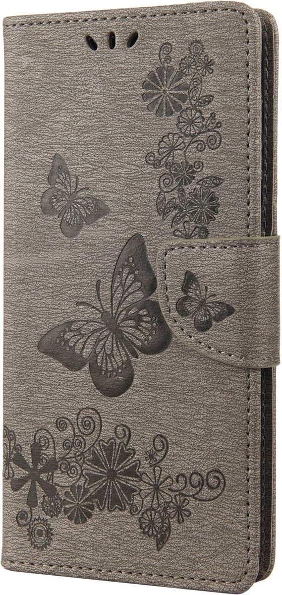 Mobigear Telefoonhoesje geschikt voor Samsung Galaxy M53 Hoesje | Mobigear Butterfly Bookcase Portemonnee | Pasjeshouder voor 2 Pasjes | Telefoonhoesje voor Pinpas / OV Kaart / Rijbewijs - Grijs