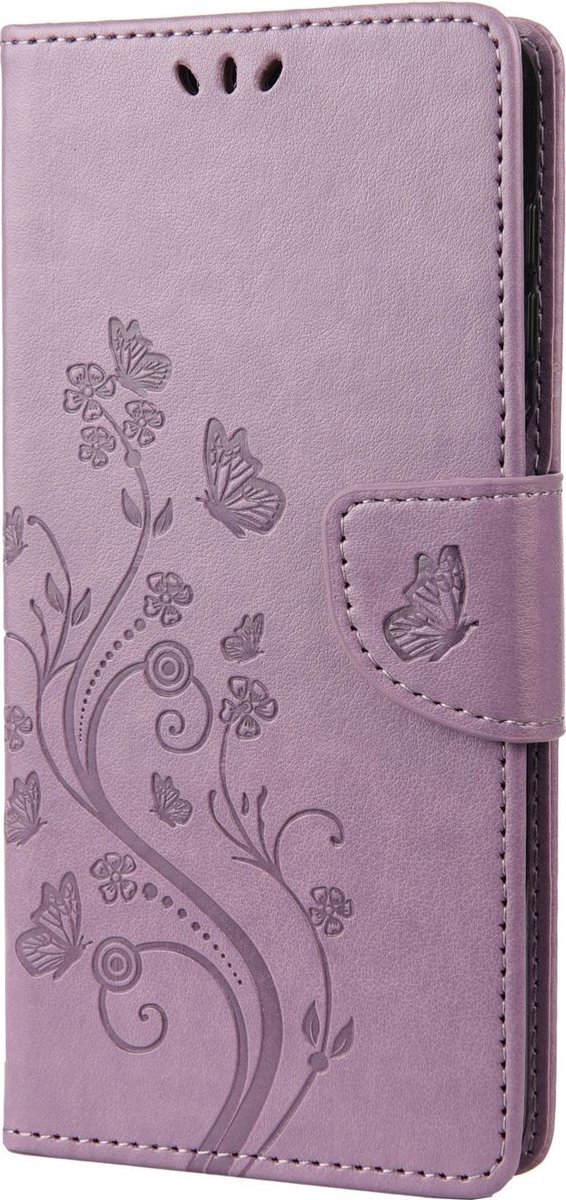 Mobigear Telefoonhoesje geschikt voor Samsung Galaxy M53 Hoesje | Mobigear Flowers Bookcase Portemonnee | Pasjeshouder voor 2 Pasjes | Telefoonhoesje voor Pinpas / OV Kaart / Rijbewijs - Paars