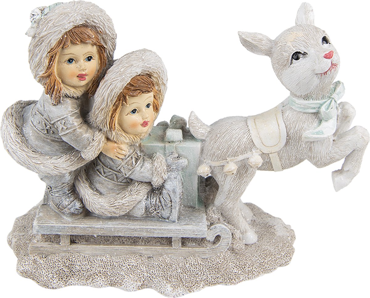 Clayre & Eef Beeld Kinderen 12 cm Grijs Polyresin