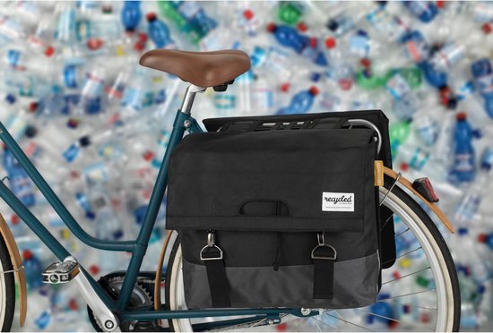 Gerecyclede dubbele fietstas Urban Proof - 2 x 27,5 Liter - L42xB19xH34 cm - zwart/grijs van Urban Proof — afbeelding 3