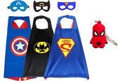 Verkleedkleding kind - Superhelden pakket - Captain America, Superman, Batman cape + masker - Spiderman Hanger