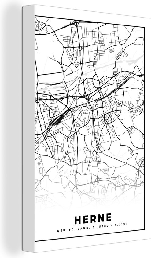 Peinture sur toile Herne - Plan de la ville - Carte - Plan d'étage - 120x180 cm - Décoration murale XXL