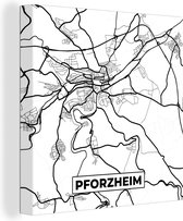 Canvas Schilderij Pforzheim - Plattegrond - Kaart - Stadskaart - 50x50 cm - Wanddecoratie