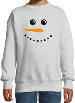 Sneeuwpop foute Kersttrui - grijs - kinderen - Kerstsweaters / Kerst outfit 152/164