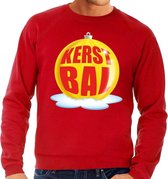 Foute kersttrui kerstbal geel op rode sweater voor heren - kersttruien XL