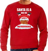 Foute Kerstsweater / Kerst trui Santa is a big fat motherfucker rood voor heren - Kerstkleding / Christmas outfit S