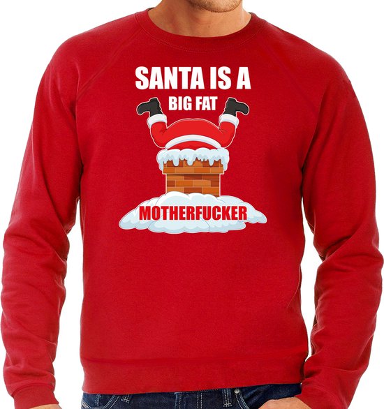 Foto: Foute kerstsweater kerst trui santa is a big fat motherfucker rood voor heren kerstkleding christmas outfit s