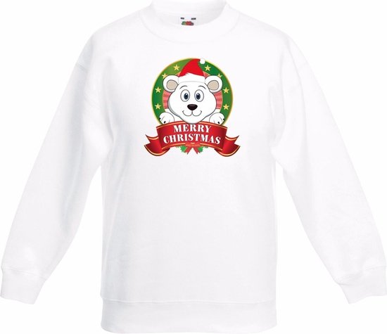 Pull de Noël pour enfant à imprimé ours polaire - blanc - pull garçon et fille 7-8 ans (122/128)