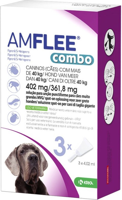 Amflee Spot On Combo Anti Vlooien en Teken Druppels Hond >40kg 3 pipetten