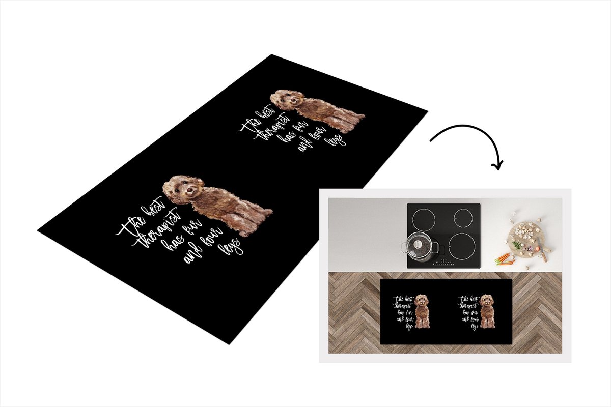 KitchenYeah Keukenloper - Loper keuken - Quotes - Honden - Spreuken - The best therapist has fur and four legs - 120x60 cm - Keukenloper vinyl Multicolor