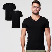 SKOT Fashion T-shirt heren Regular V-neck Black 2 pack - zwart - Maat XL