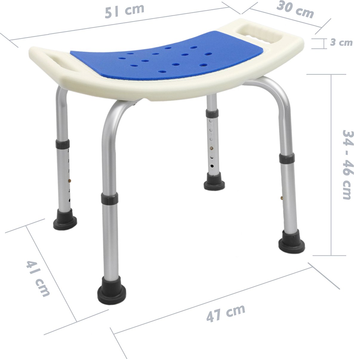 PrimeMatik Ergonomische antislip in hoogte verstelbare, gevoerde douchekruk