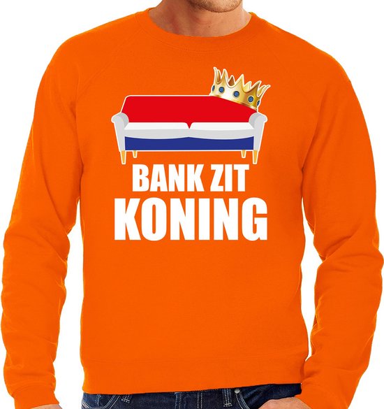 Koningsdag sweater trui bank zit Koning oranje voor heren Woningsdag . bol