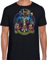 Halloween Halloween voodoo skelet verkleed t-shirt zwart voor heren - Voodoo skelet shirt / kleding / kostuum / horror outfit XL