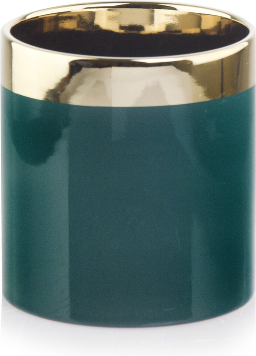 Keramieken Pot - Flesgroen Cilinder H13.5cm