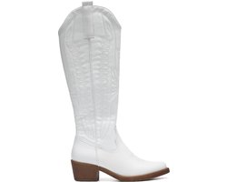 Smile Favorites® Dames Cowboylaarzen met Hak - Wit - Imitatieleer - Maat 38 -