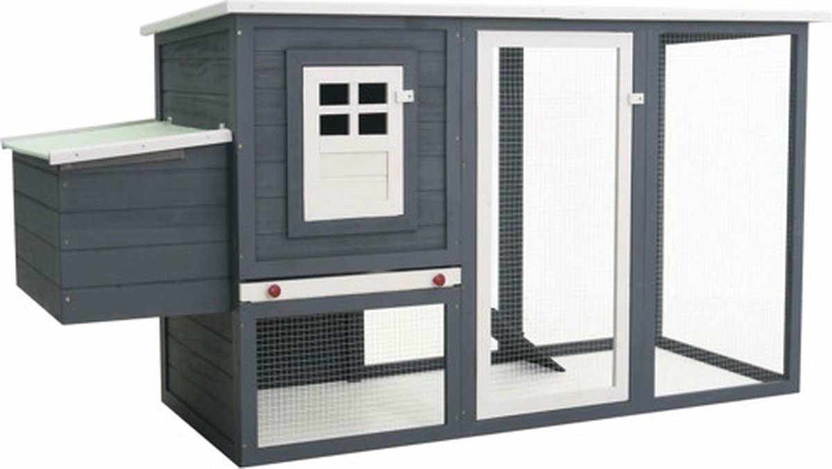 Bol.com vidaXL - Kippenhok - met - nachthok - hout - grijs aanbieding