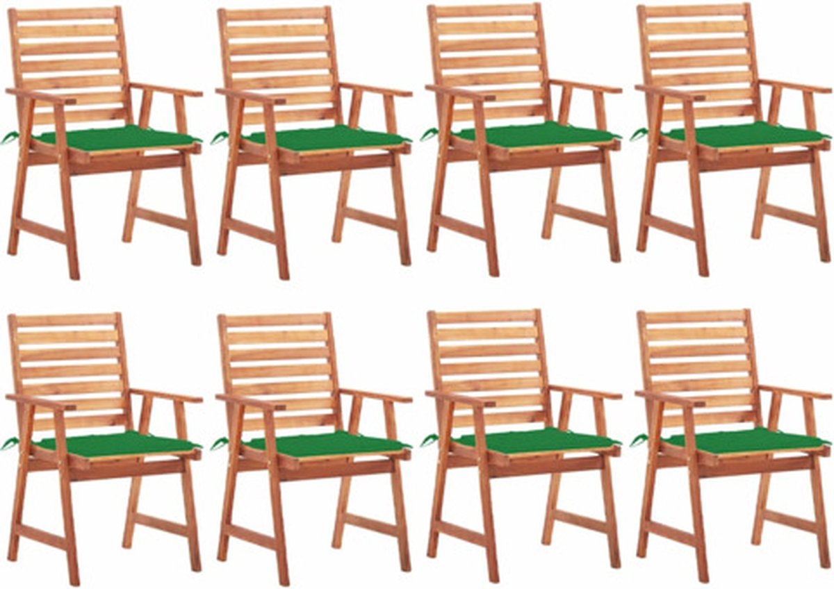 vidaXL - Tuinstoelen - 8 - st - met - kussens - massief - acaciahout