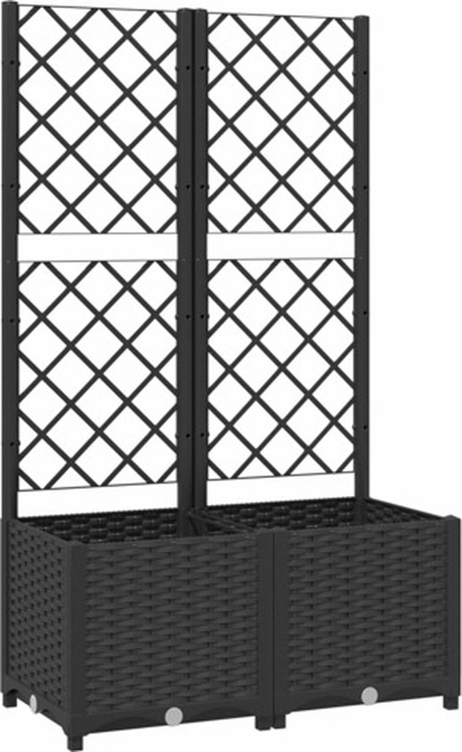 vidaXL - Plantenbak - met - trellis - zwart - 80x40x136 - cm - PP