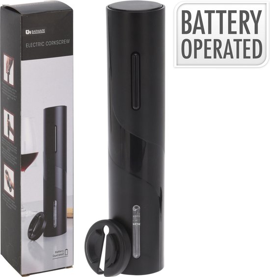 Ouvre-bouteille/tire-bouchon électrique noir 20 cm - Ustensiles de cuisine - Ustensiles de bar - Bouteilles ouvertes - Ouvre- Bouteilles de vin - Tire-bouchons -bouchons