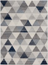 SEHRAZAT Vloerkleed- modern laagpolig vloerkleed geodriehoek patroon, blauw 120x170 cm