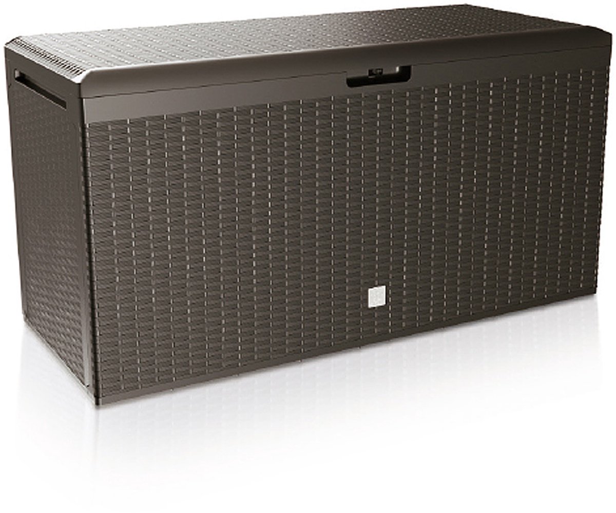 Bol.com Casaria Opbergbox - Deksel Wielen 290L 117x47x60cm - Bruin aanbieding