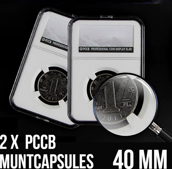 Allernieuwste 2 Stuks PCCB Muntcapsules Ø 40 mm Transparante Munt Capsules - PCCB Munthouders voor gouden en zilveren munten, penningen, tokens - 40 mm - Merkloos