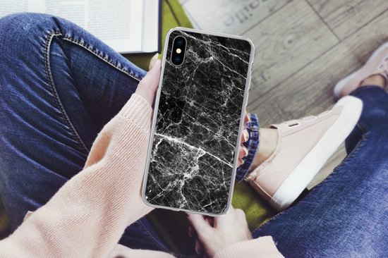 Coque iPhone Xs Max - Marbre - Pierre - Zwart - Siliconen