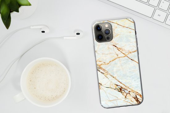 Coque iPhone 12 Pro Max - Marbre - Or - Luxe - Siliconen