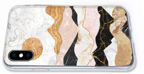 Coque iPhone Xs - Imprimé Marbre - Goud - Pastel - Coque en Siliconen -
