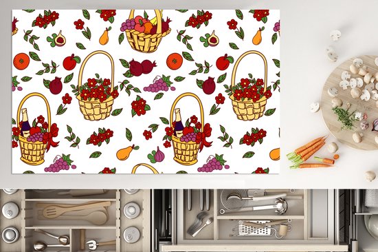 KitchenYeah® Inductie beschermer 89.6x51.6 cm - Mand - Fruit - Patronen - Kookplaataccessoires - Afdekplaat voor kookplaat - Inductiebeschermer - Inductiemat - Inductieplaat mat