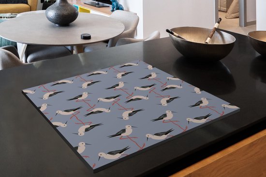 KitchenYeah® Inductie beschermer 59x51 cm - Vogel - Ooievaar - Patroon - Kookplaataccessoires - Afdekplaat voor kookplaat - Inductiebeschermer - Inductiemat - Inductieplaat mat