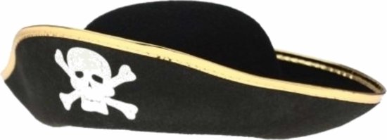 Carnaval verkleed Piraten hoed - voor kinderen - zwart - met skull