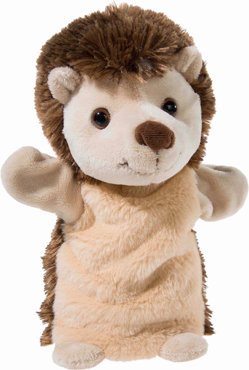 Pluche bruine egel - handpop knuffel - 25 cm - speelgoed - knuffel cadeau