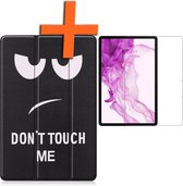 Hoes Geschikt voor Samsung Galaxy Tab S8 Ultra Hoes Tri-fold Tablet Hoesje Case Met Screenprotector - Hoesje Geschikt voor Samsung Tab S8 Ultra Hoesje Hardcover Bookcase - Don't Touch Me