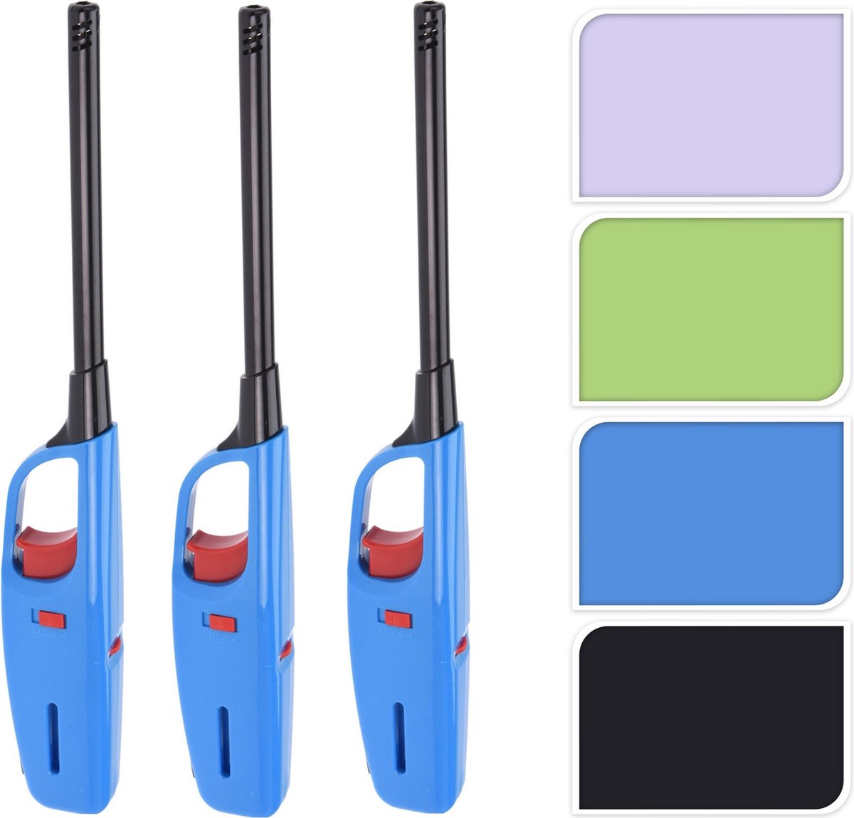 Goedkoopste 3x stuks gas/bbq/keuken/kaarsen aanstekers van 32 cm - Kinderslot