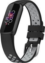By Qubix - Geschikt voor fitbit luxe bandje - Siliconen sportbandje - Maat: Large - Zwart + grijs Smartwatchbandje horlogeband polsband Armband Strap