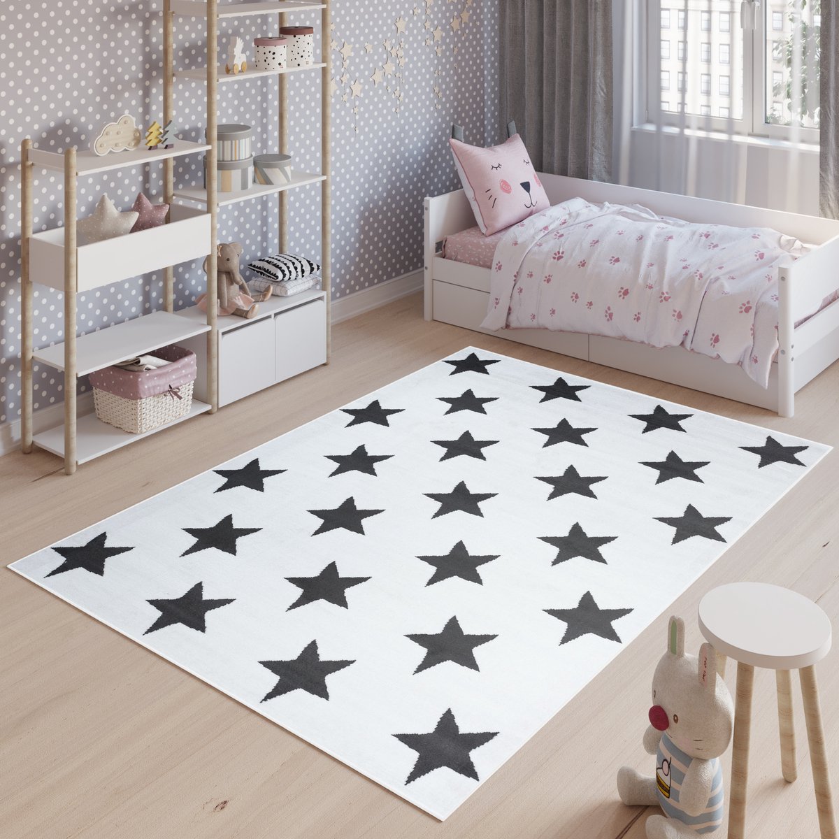 Tapiso Luxury Vloerkleed Wit Slaapkamer Woonkamer Modern Tapijt Maat- 160x220
