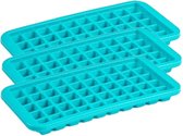 3x stuks Trays met Cocktail ijsblokjes/ijsklontjes vormen 50 vakjes kunststof blauw