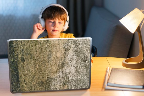 Sticker ordinateur portable - 15,6 pouces - Imprimé béton - Marron - Vintage