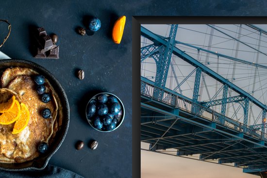 KitchenYeah® Inductie beschermer 76x51.5 cm - De John A. Roebling hangbrug met uitzicht op de stad Cincinatti - Kookplaataccessoires - Afdekplaat voor kookplaat - Inductiebeschermer - Inductiemat - Inductieplaat mat