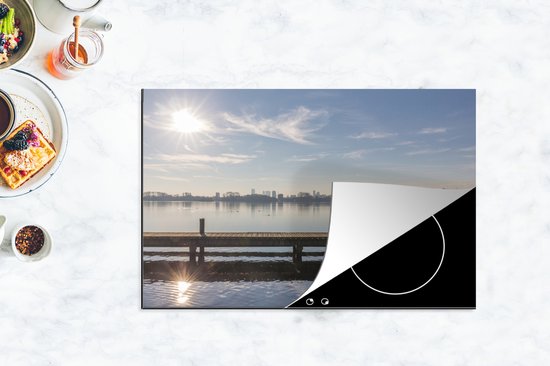 KitchenYeah® Inductie beschermer 80x52 cm - Rotterdam - Skyline - Water - Kookplaataccessoires - Afdekplaat voor kookplaat - Inductiebeschermer - Inductiemat - Inductieplaat mat
