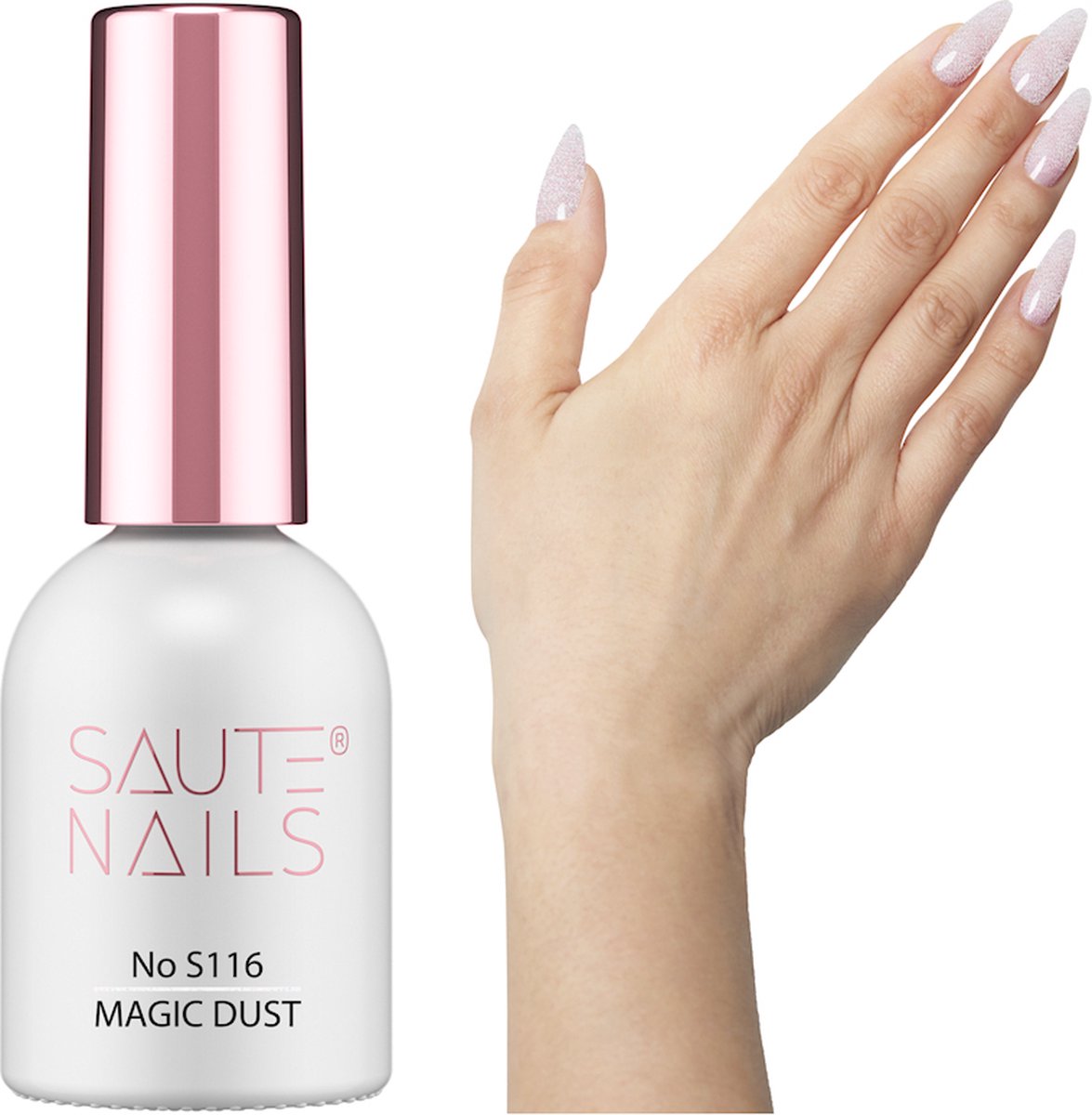 SAUTE Nails Pastel Roze Glitter UV/LED Gellak 8ml. - S116 Magic Dust