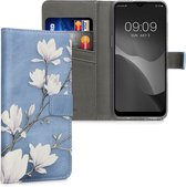 kwmobile telefoonhoesje geschikt voor Nokia G21 / G11 - Backcover voor smartphone - Hoesje met pasjeshouder in taupe / wit / blauwgrijs - Magnolia design