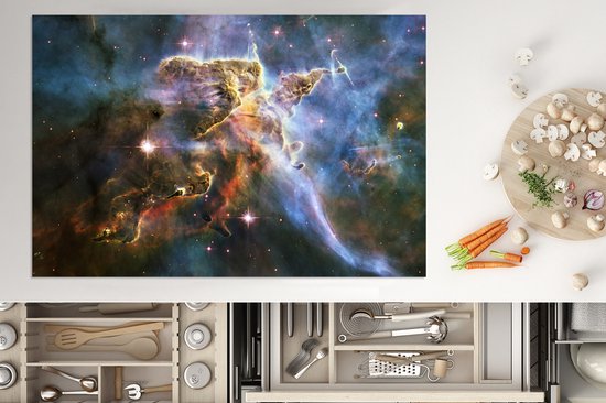 KitchenYeah® Inductie beschermer 78x52 cm - Galaxy - Sterren - Licht - Kookplaataccessoires - Afdekplaat voor kookplaat - Inductiebeschermer - Inductiemat - Inductieplaat mat