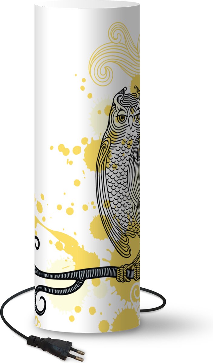 Lamp - Nachtlampje - Tafellamp slaapkamer - Illustratie van de uil - 70 cm hoog - Ø22.3 cm - Inclusief LED lamp